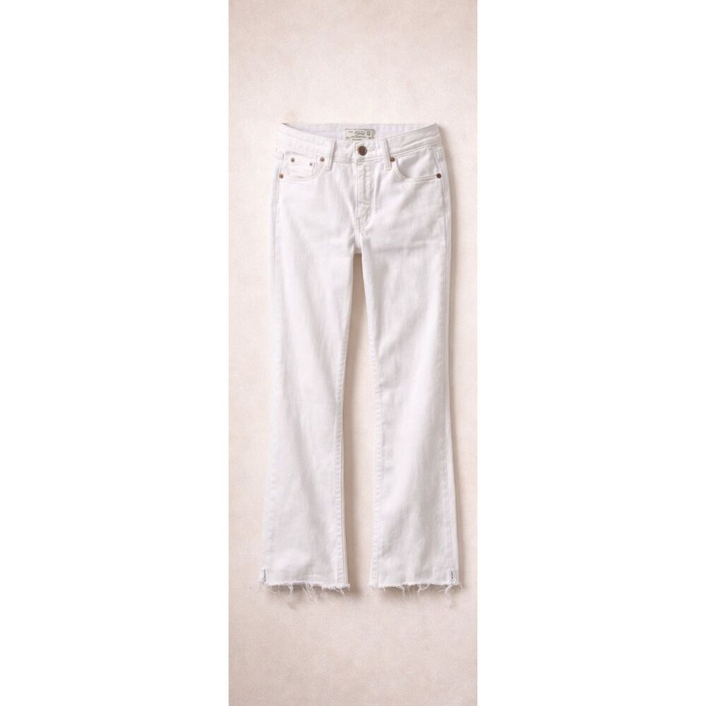 Abercrombie White Jeans 27L Harper Ankle High Rise Raw Hem